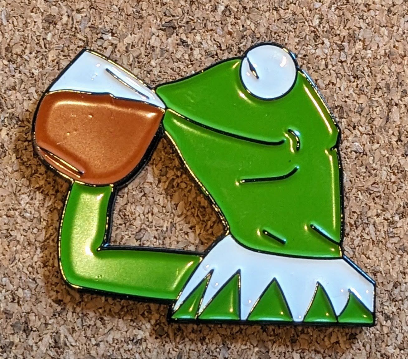 Kermit Drinking Tea Large Pin