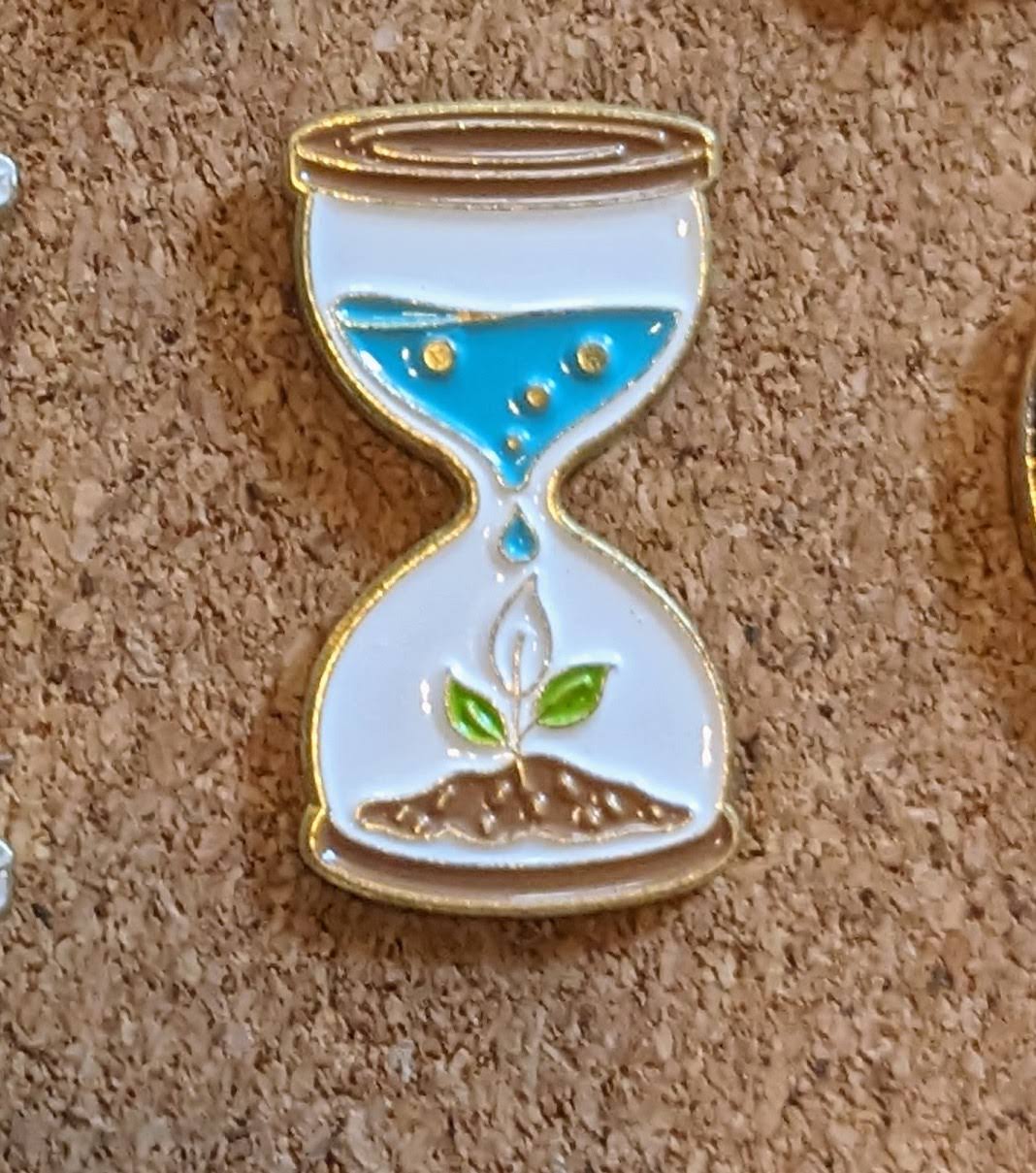 Watering Plant Hourglass Pin