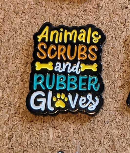 Animal Scrubs and Rubber Gloves Pin
