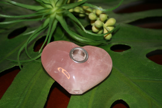 Rose Quartz Heart Crystal Pipe