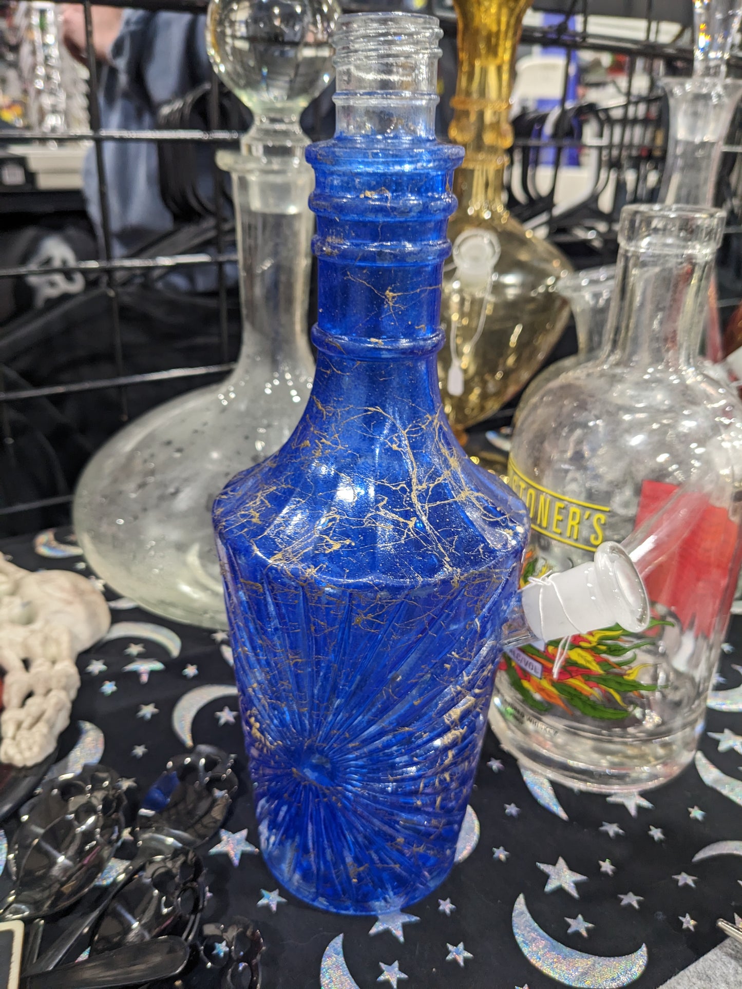 Amazing Blue Bottle Glass Water Piece