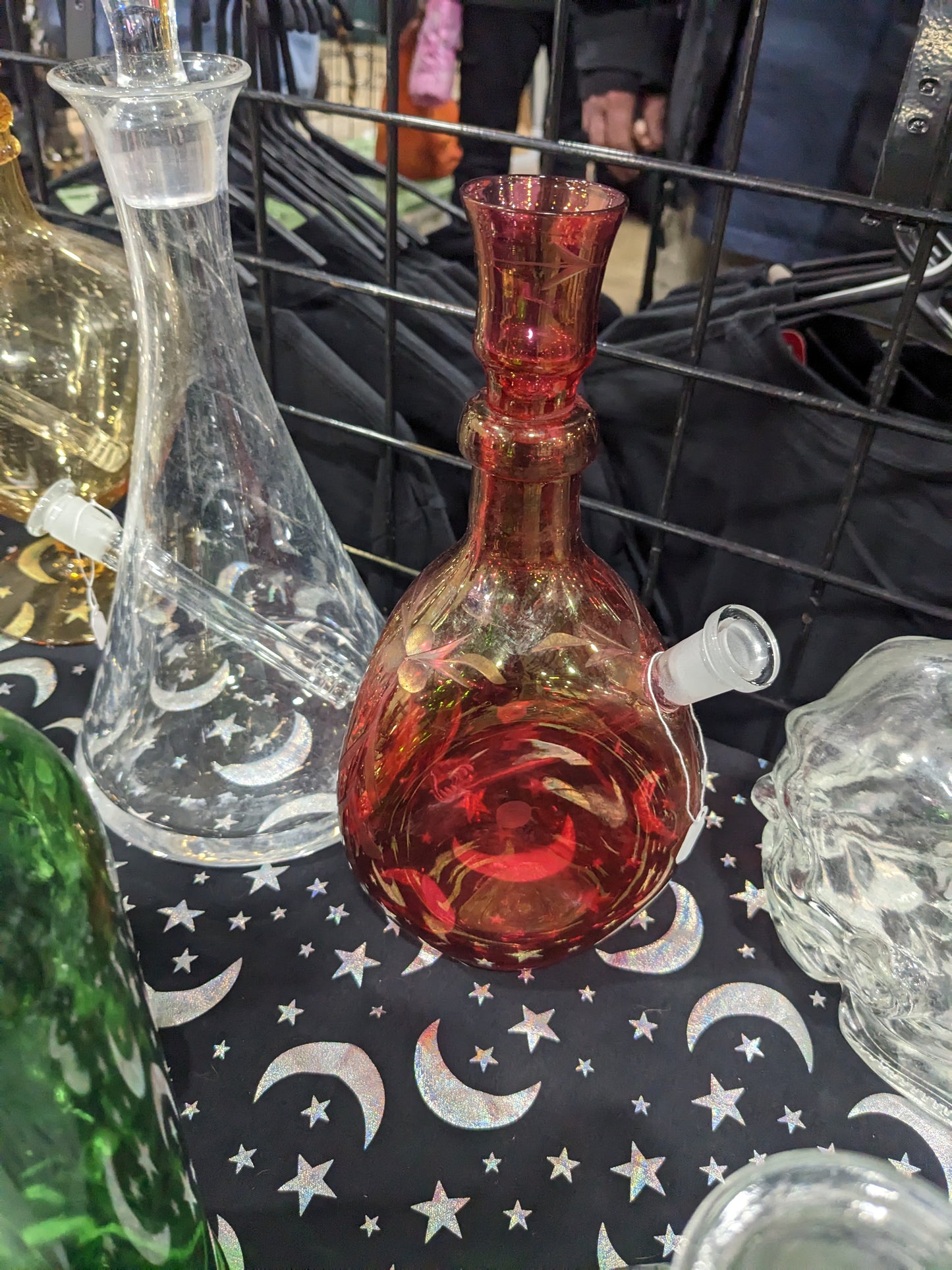 Vintage Repurposed Red Decanter Glass Water Smoking Piece