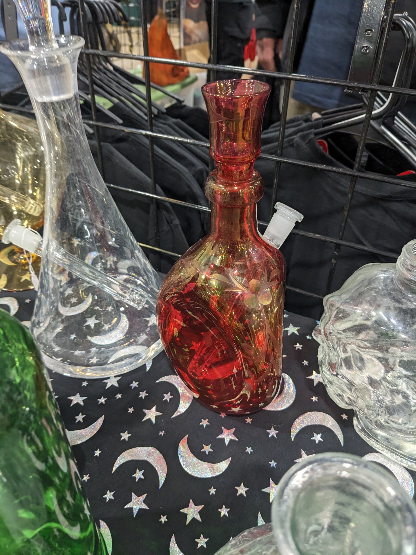 Vintage Repurposed Red Decanter Glass Water Smoking Piece