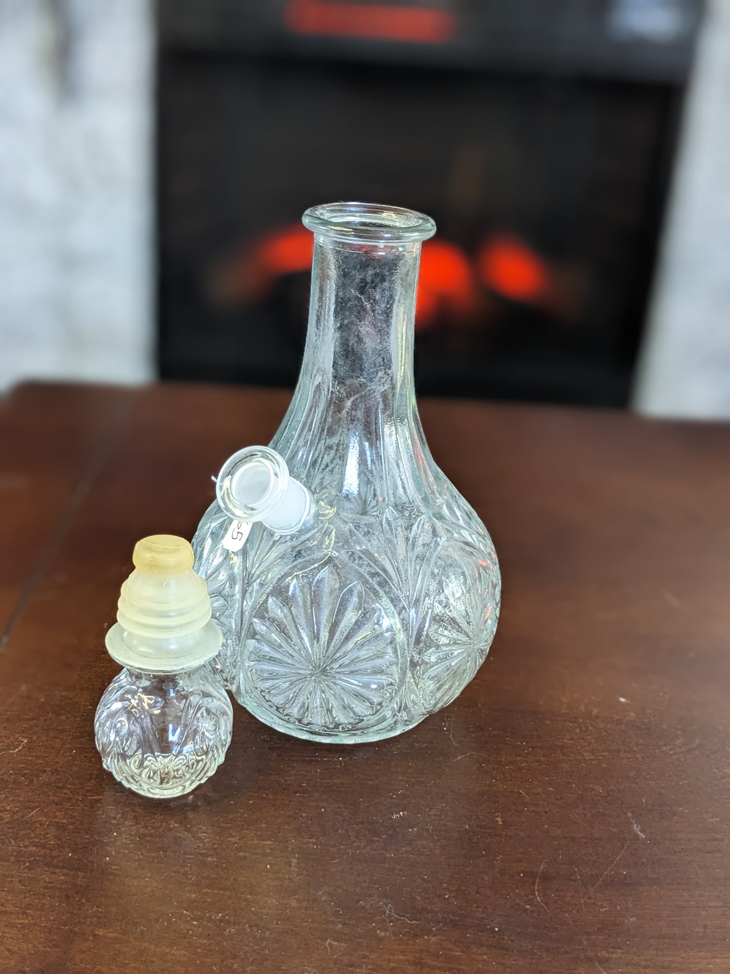 Vintage Repurposed Crystal Decanter Water Smoking Piece