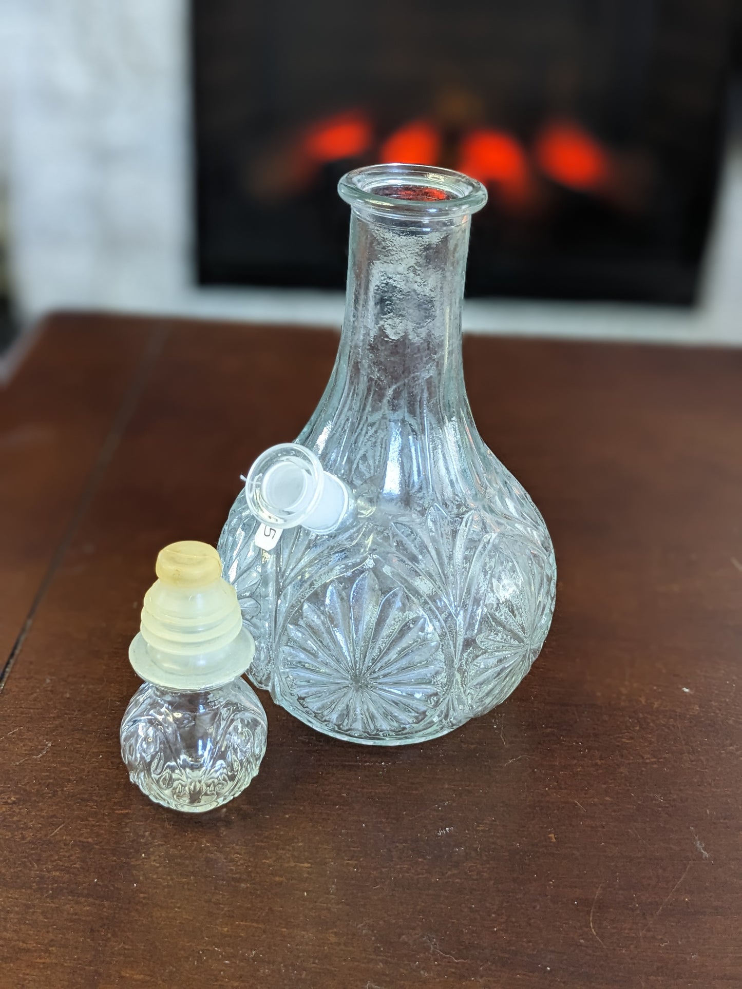 Vintage Repurposed Crystal Decanter Water Smoking Piece